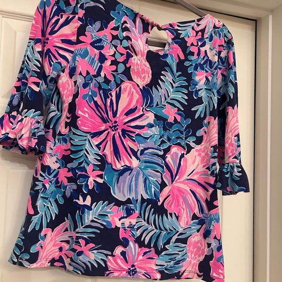 Lilly Pulitzer cotton/spandex floral top small New - Picture 5 of 7